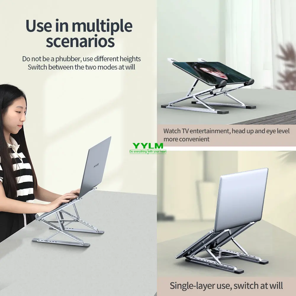 YYLM Aluminium Laptop Stand, Adjustable and Foldable, view 3