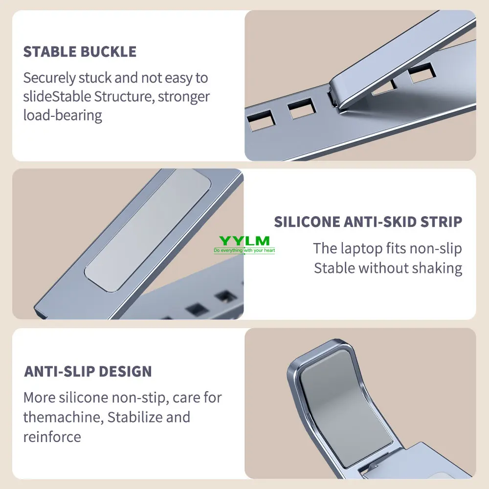 YYLM Aluminium Laptop Stand, Adjustable and Foldable, view 6