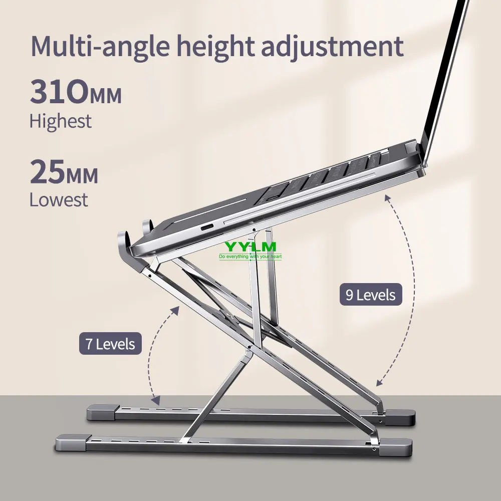 YYLM Aluminium Laptop Stand, Adjustable and Foldable