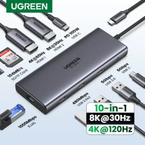 UGREEN Dual HDMI USB-C Hub with 100W Power Delivery